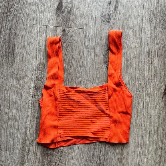 Zara Women's Orange Zara ribbed crop top Size medium - Picture 1 of 4
